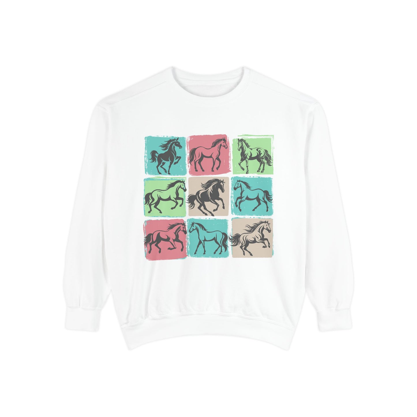 Horse Mosaic Unisex Garment-Dyed Sweatshirt
