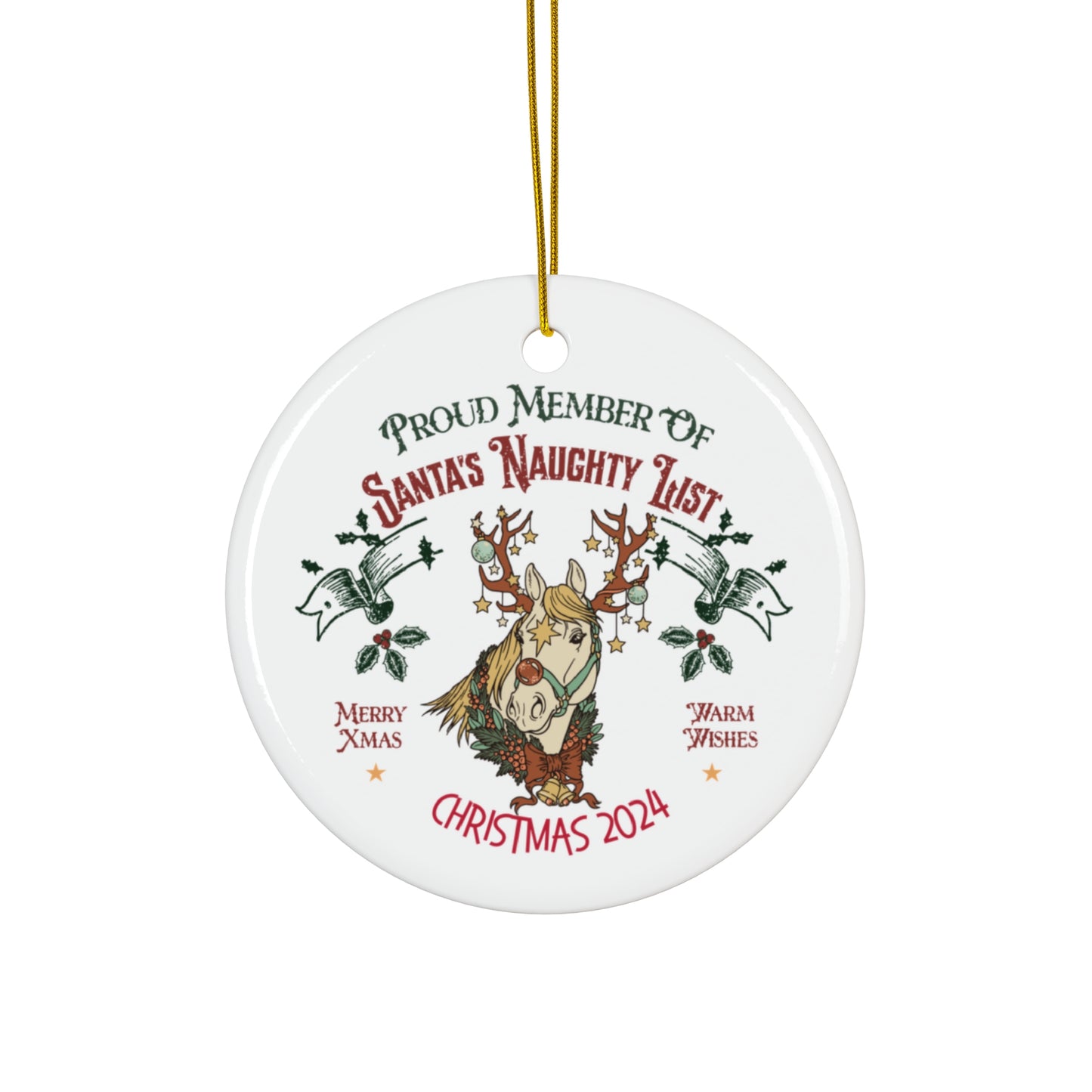 Santa's Naughty List Ceramic Ornament