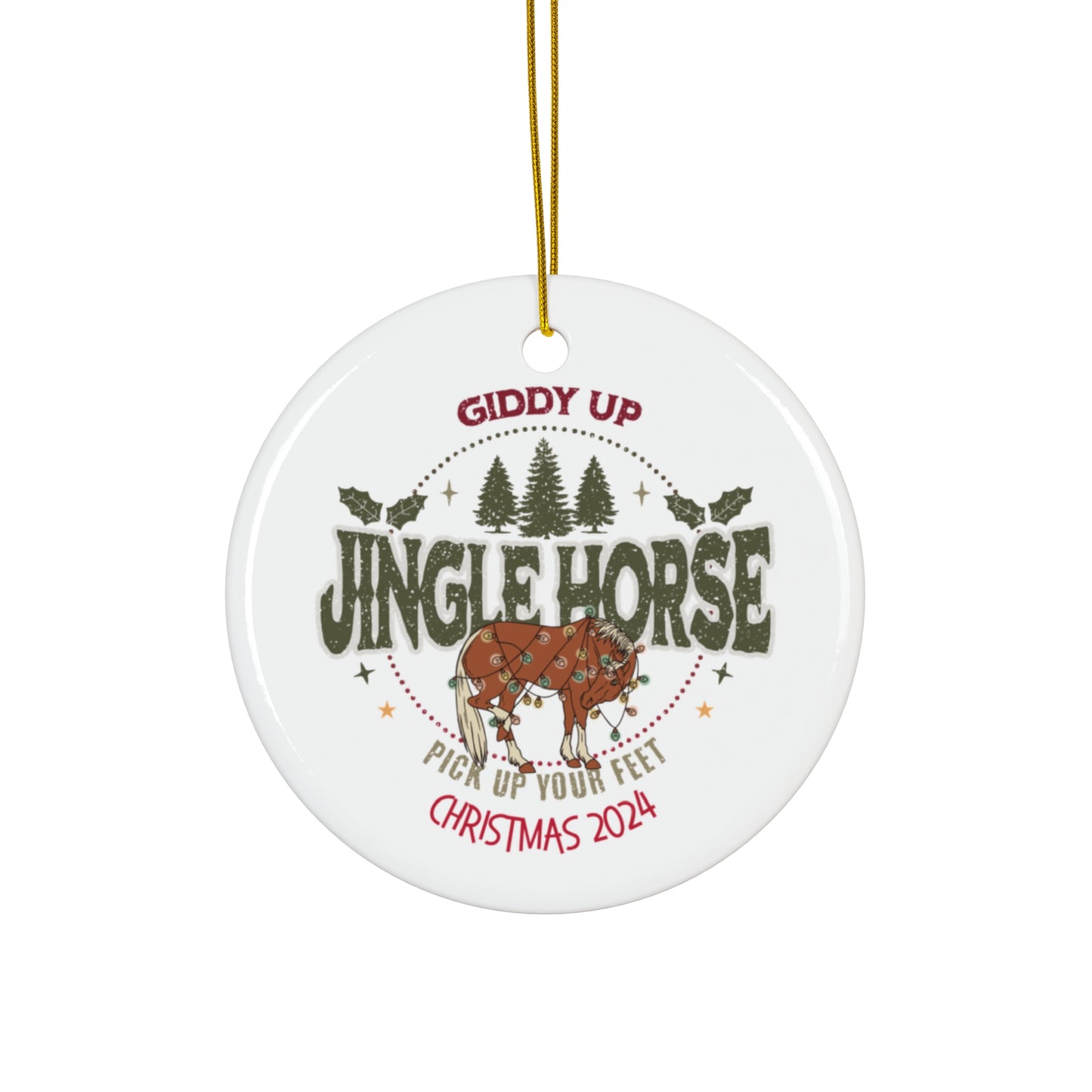 Giddy Up Jingle Horse 2024 Ceramic Ornament