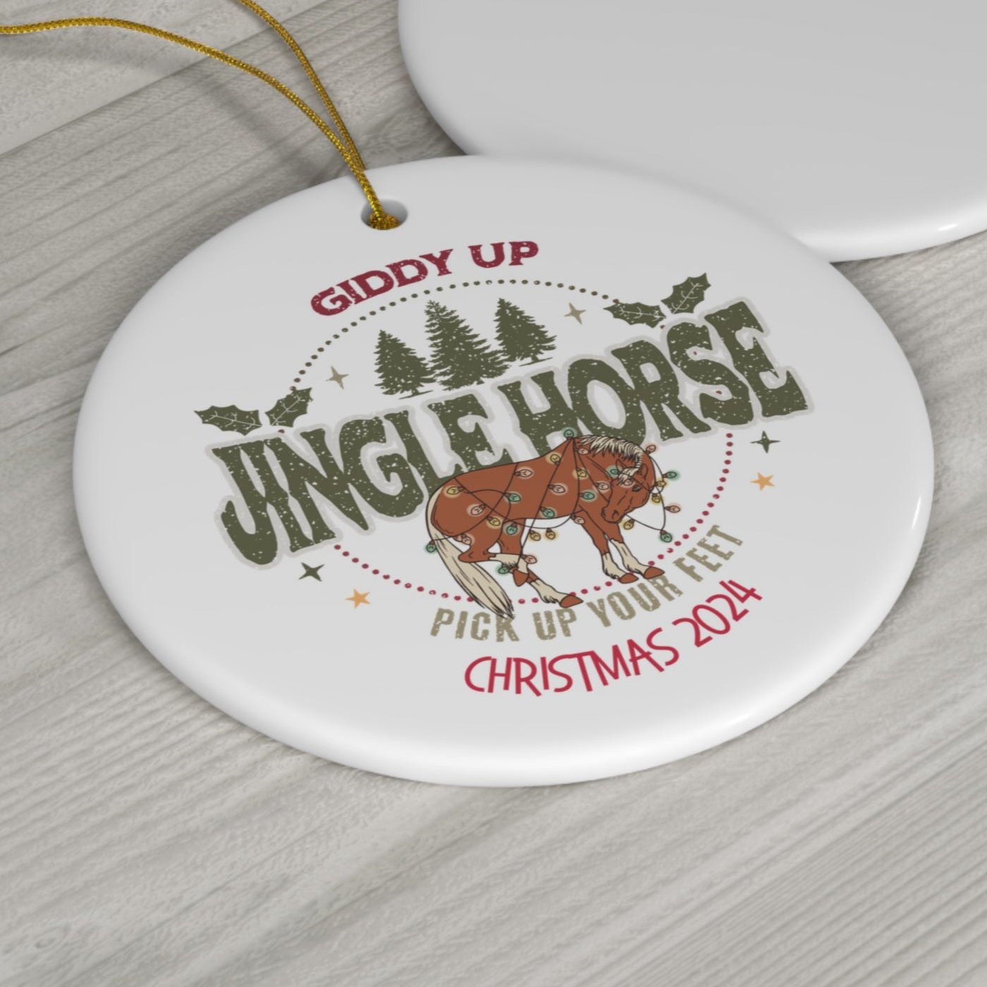 Giddy Up Jingle Horse 2024 Ceramic Ornament