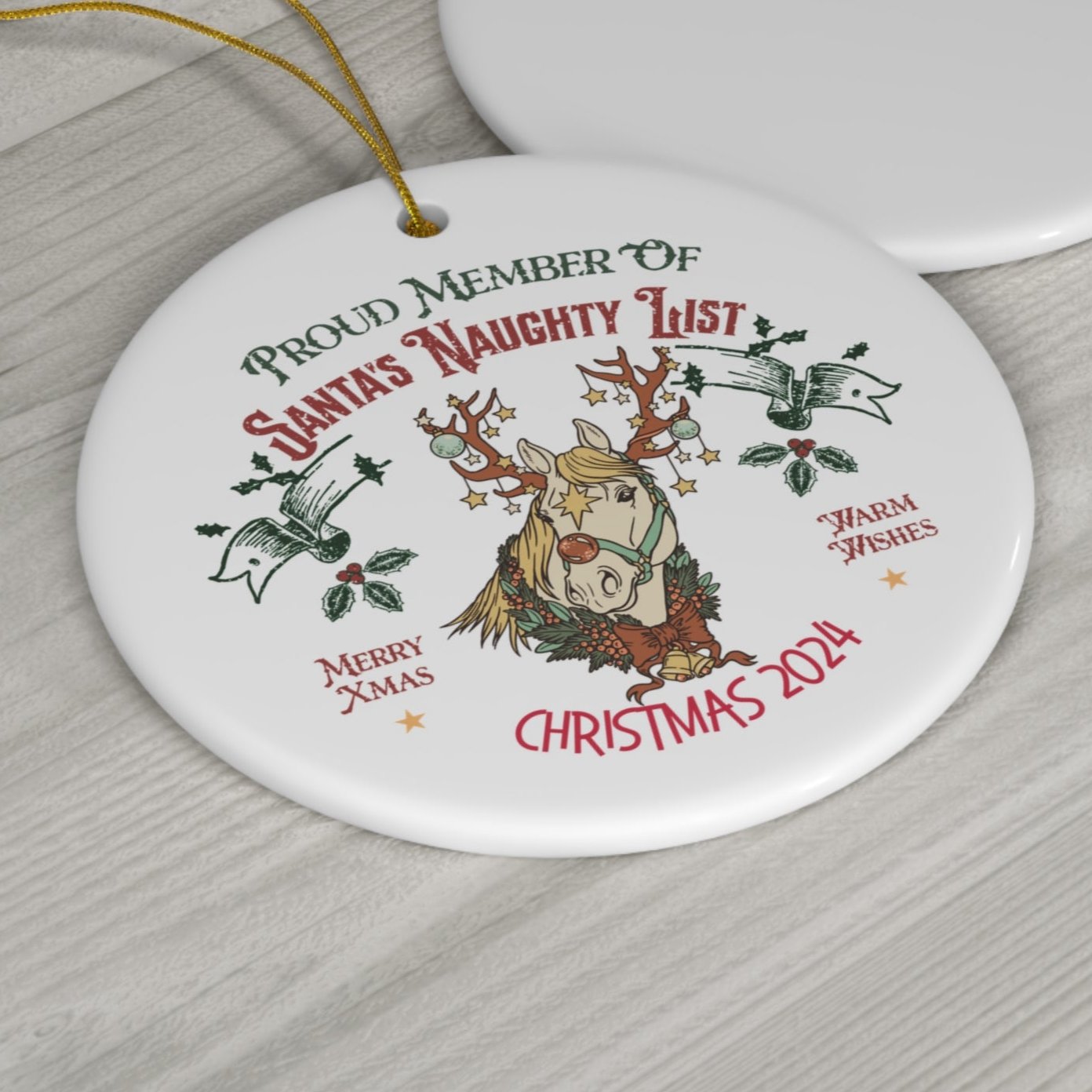 Santa's Naughty List Ceramic Ornament