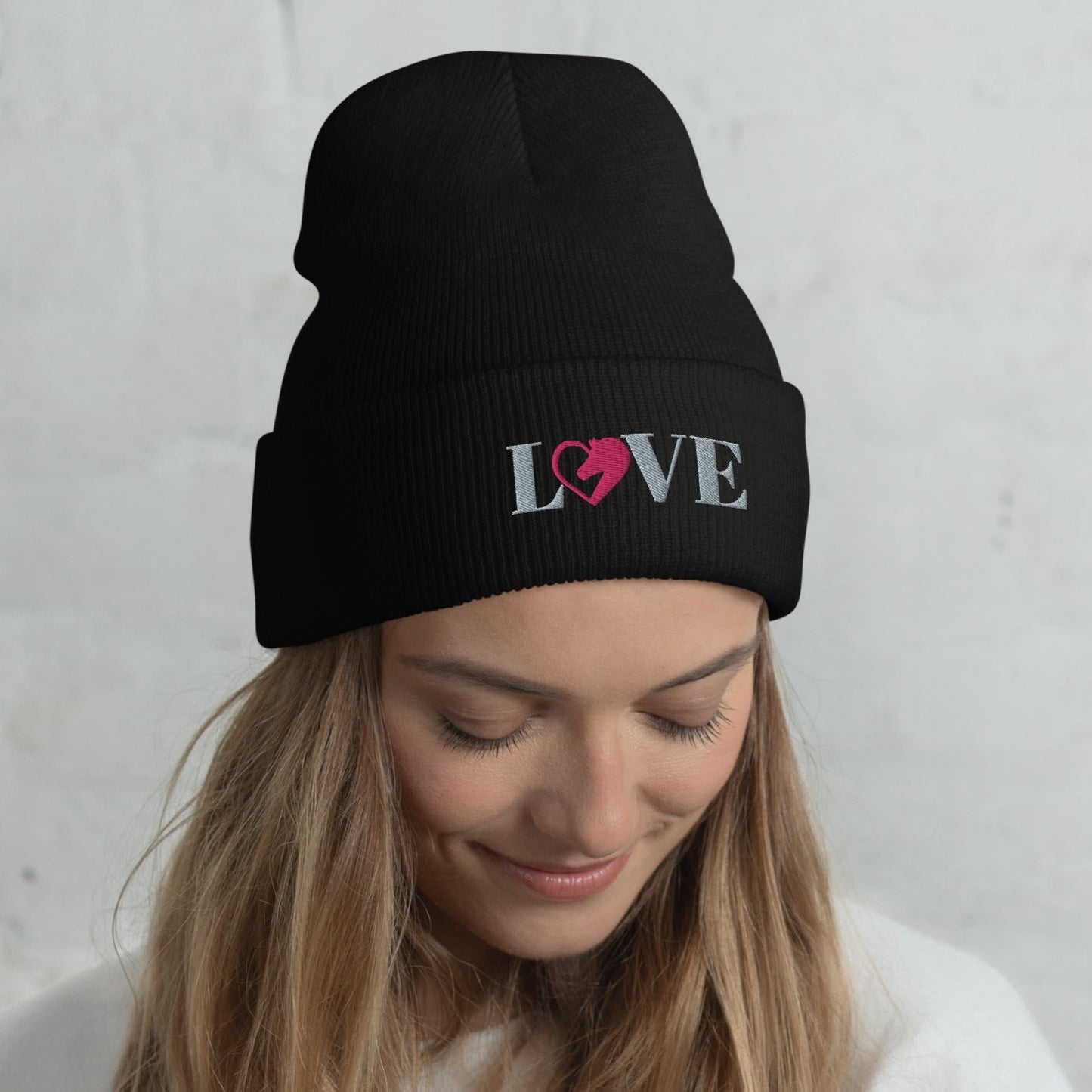 Love Horses Embroidered Cuffed Beanie
