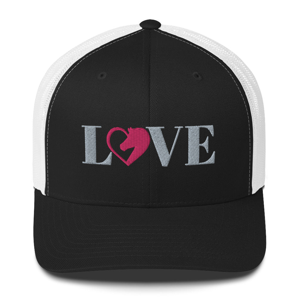 Love Horses Embroidered Trucker Cap