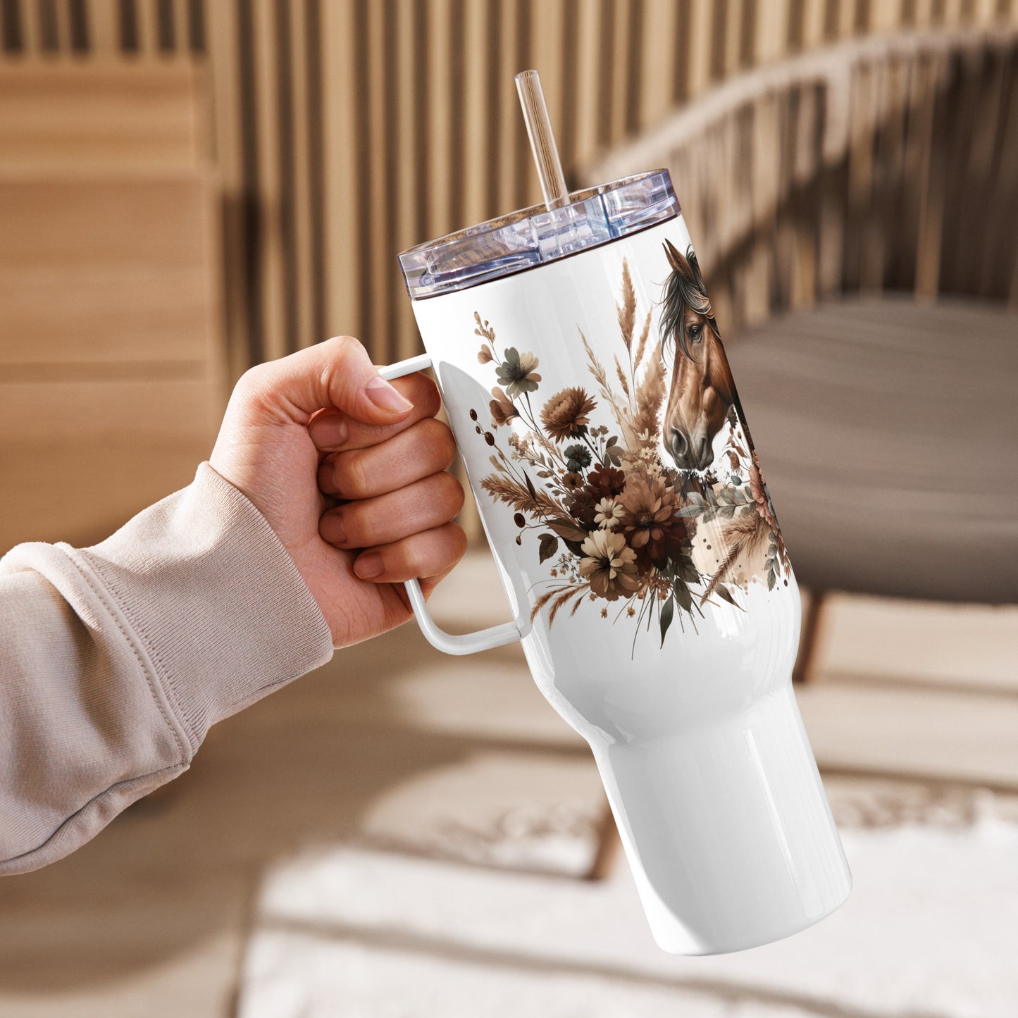 Saddle Up & Bloom Travel Mug With Handle