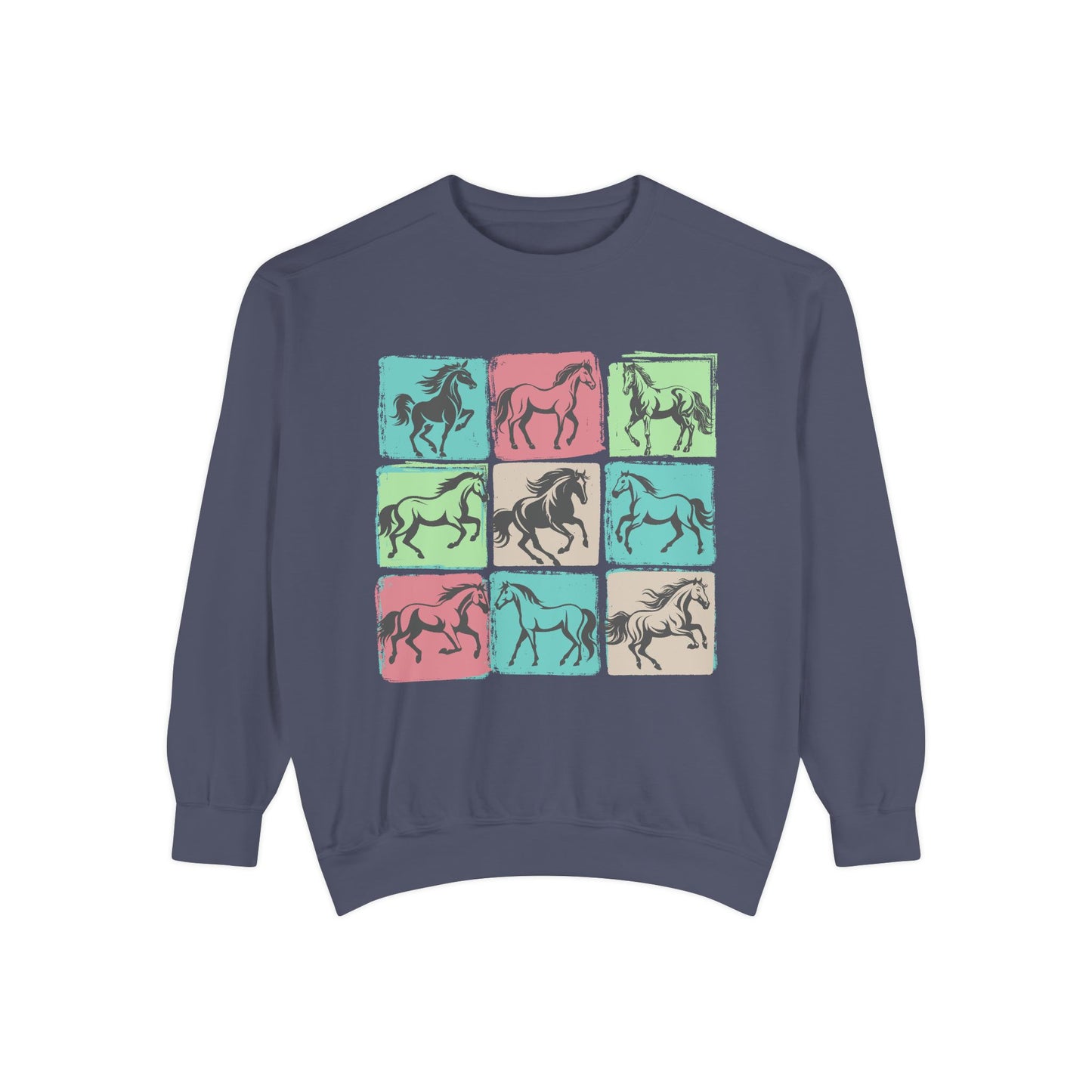 Horse Mosaic Unisex Garment-Dyed Sweatshirt