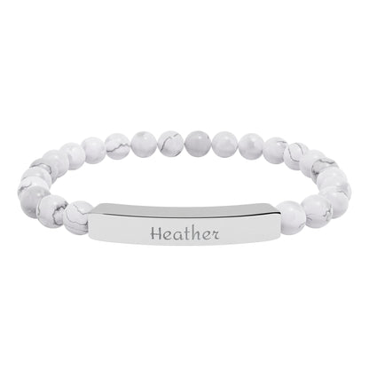 Engravable Natural Stone Stretch Bar Bracelet — Personalized Beaded Bracelet