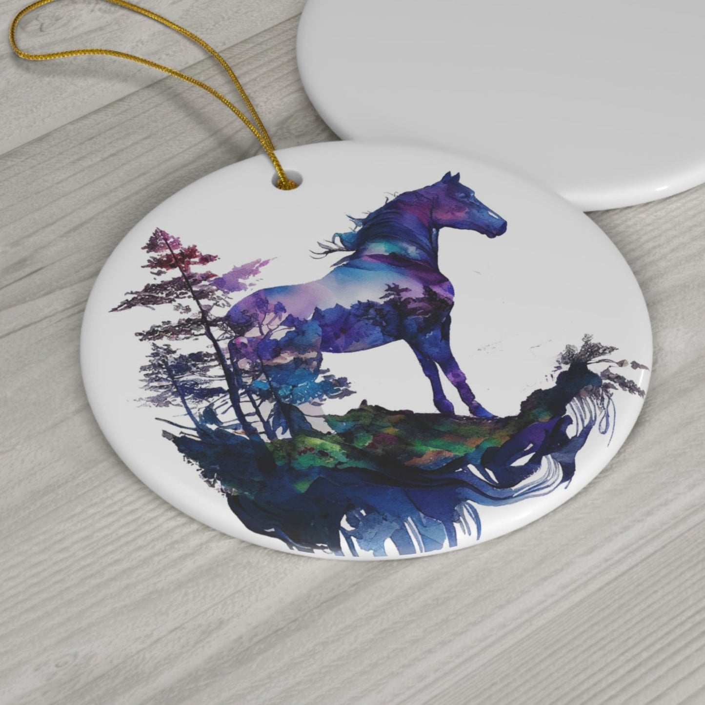 Indigo Mountain Horse Ceramic Ornament