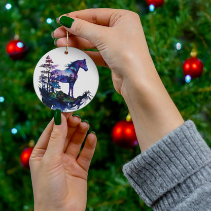 Indigo Mountain Horse Ceramic Ornament