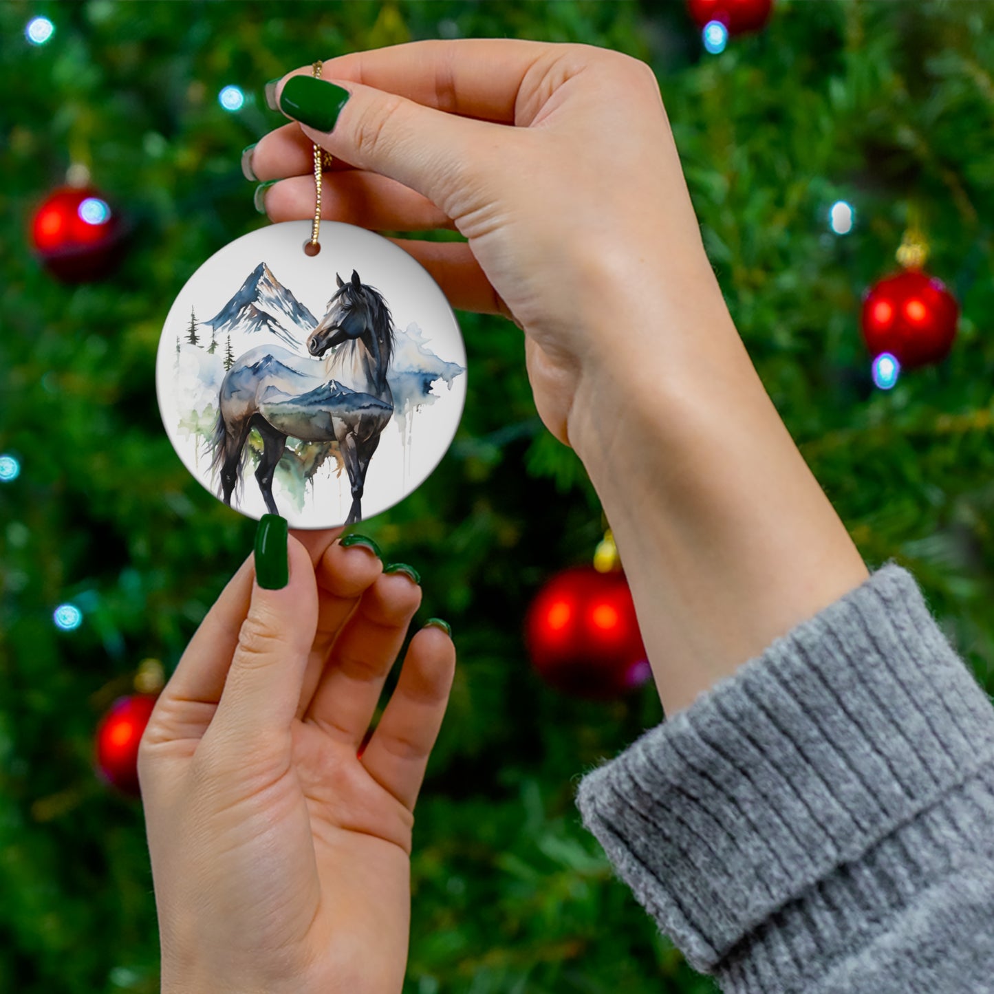 Mountain Horse Ceramic Ornament