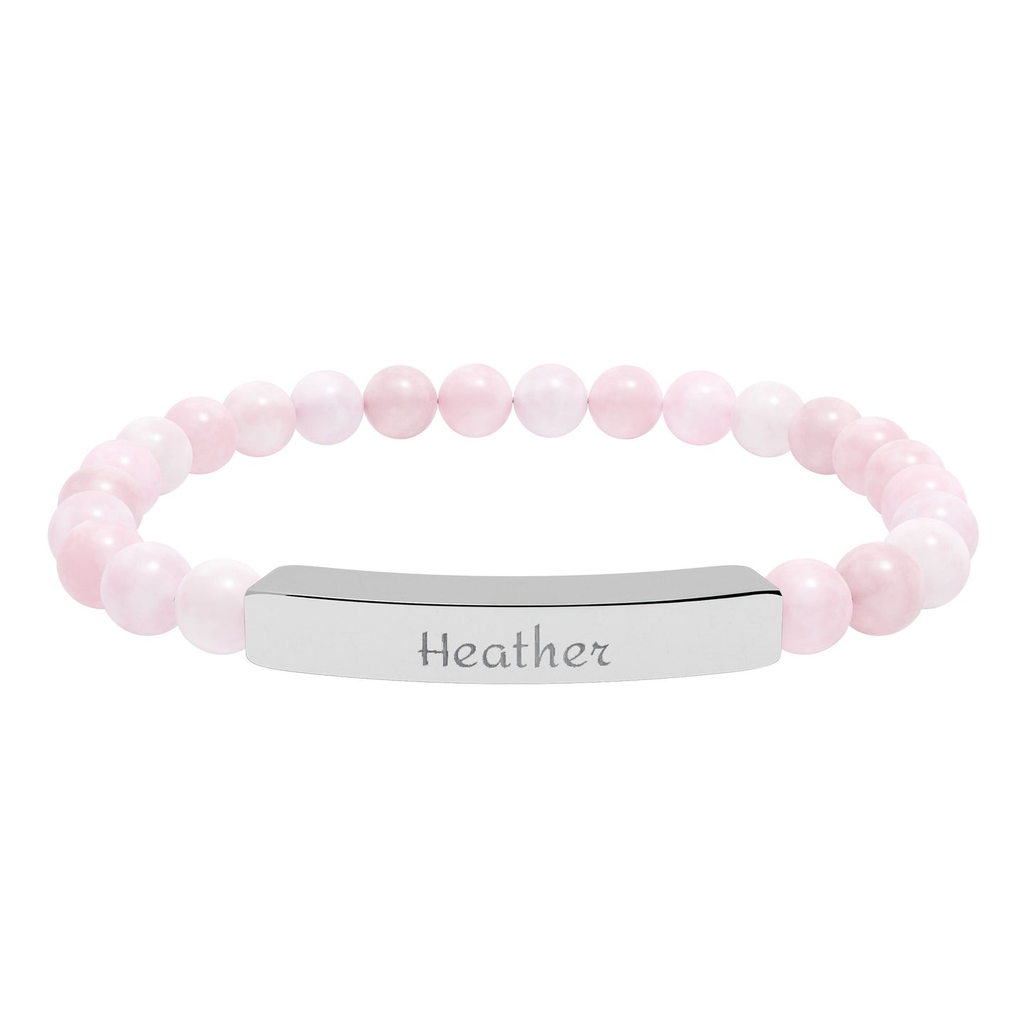 Engravable Natural Stone Stretch Bar Bracelet — Personalized Beaded Bracelet