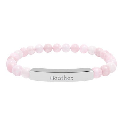 Engravable Natural Stone Stretch Bar Bracelet — Personalized Beaded Bracelet