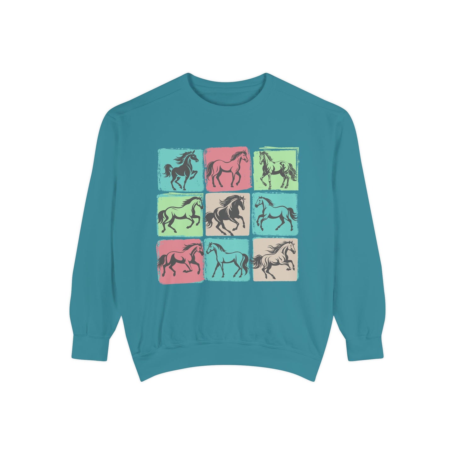 Horse Mosaic Unisex Garment-Dyed Sweatshirt