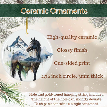 Indigo Mountain Horse Ceramic Ornament