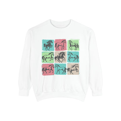 Horse Mosaic Unisex Garment-Dyed Sweatshirt