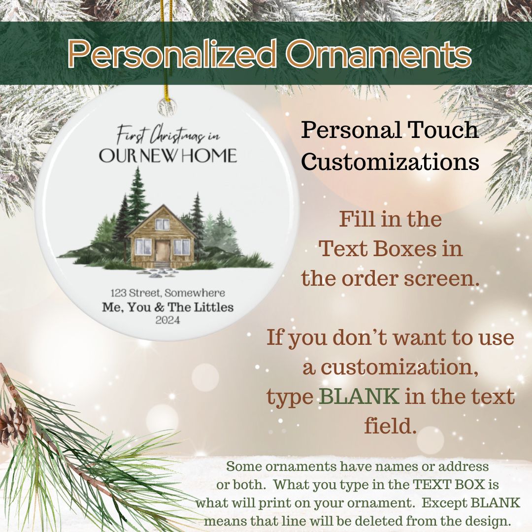 "Our First Christmas in Home" Personalized Ceramic Ornament - Front Door