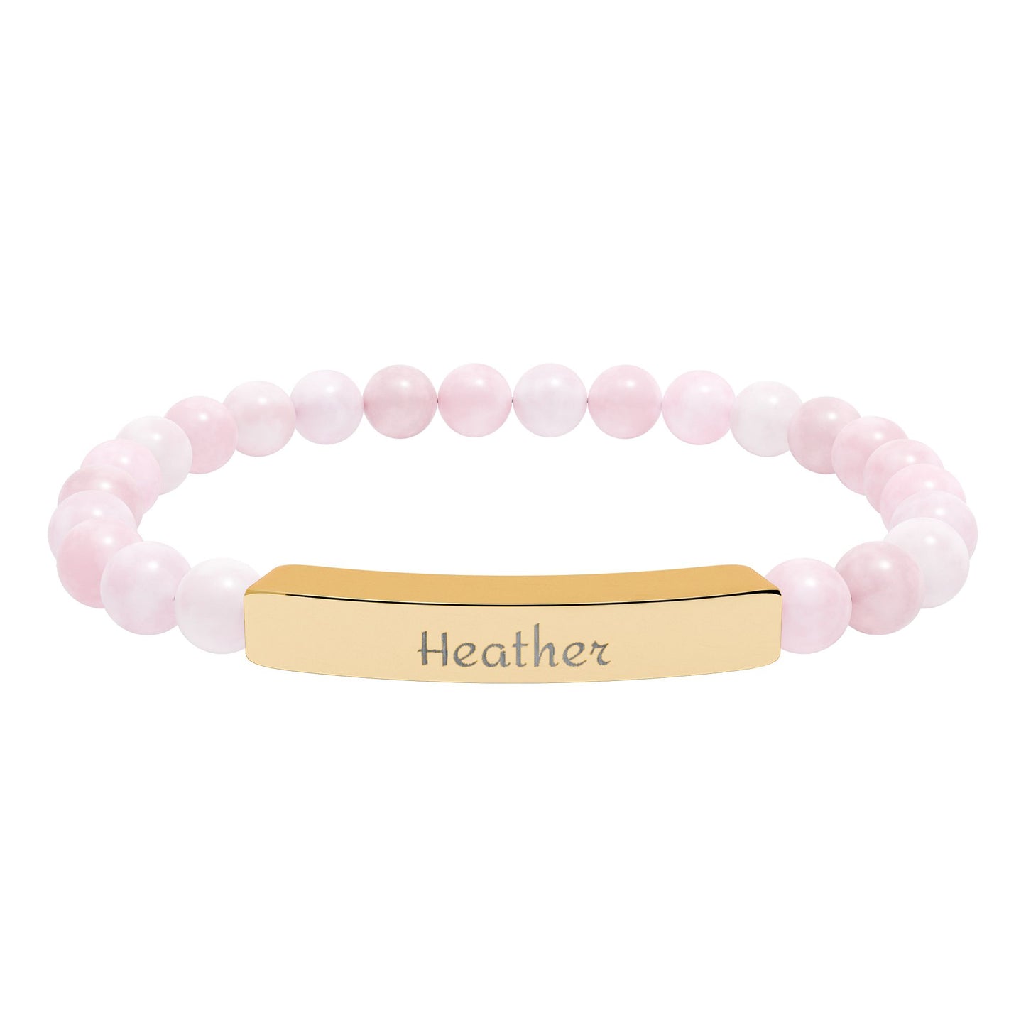 Engravable Natural Stone Stretch Bar Bracelet — Personalized Beaded Bracelet