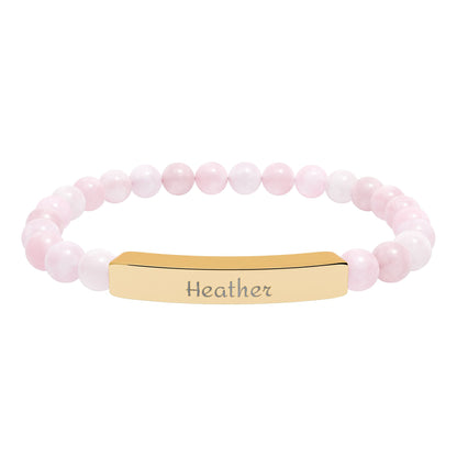 Engravable Natural Stone Stretch Bar Bracelet — Personalized Beaded Bracelet