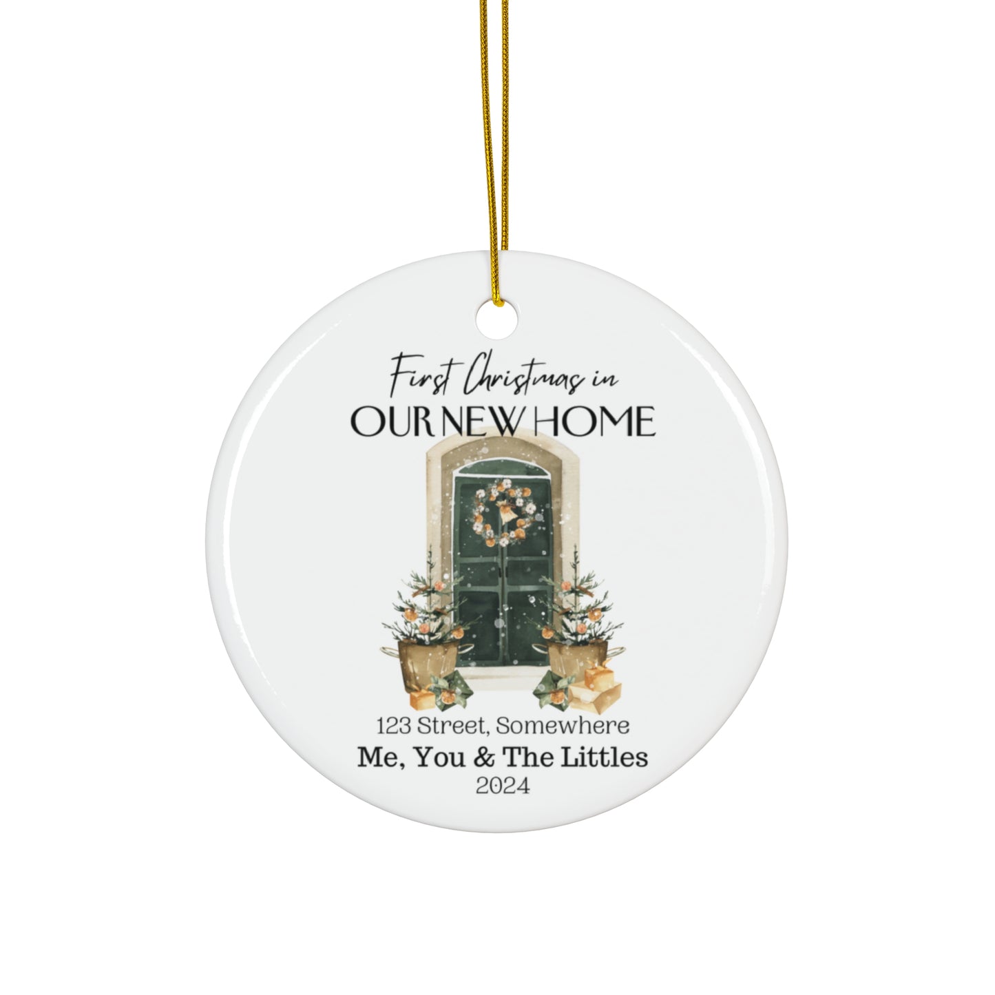 "Our First Christmas in Home" Personalized Ceramic Ornament - Front Door