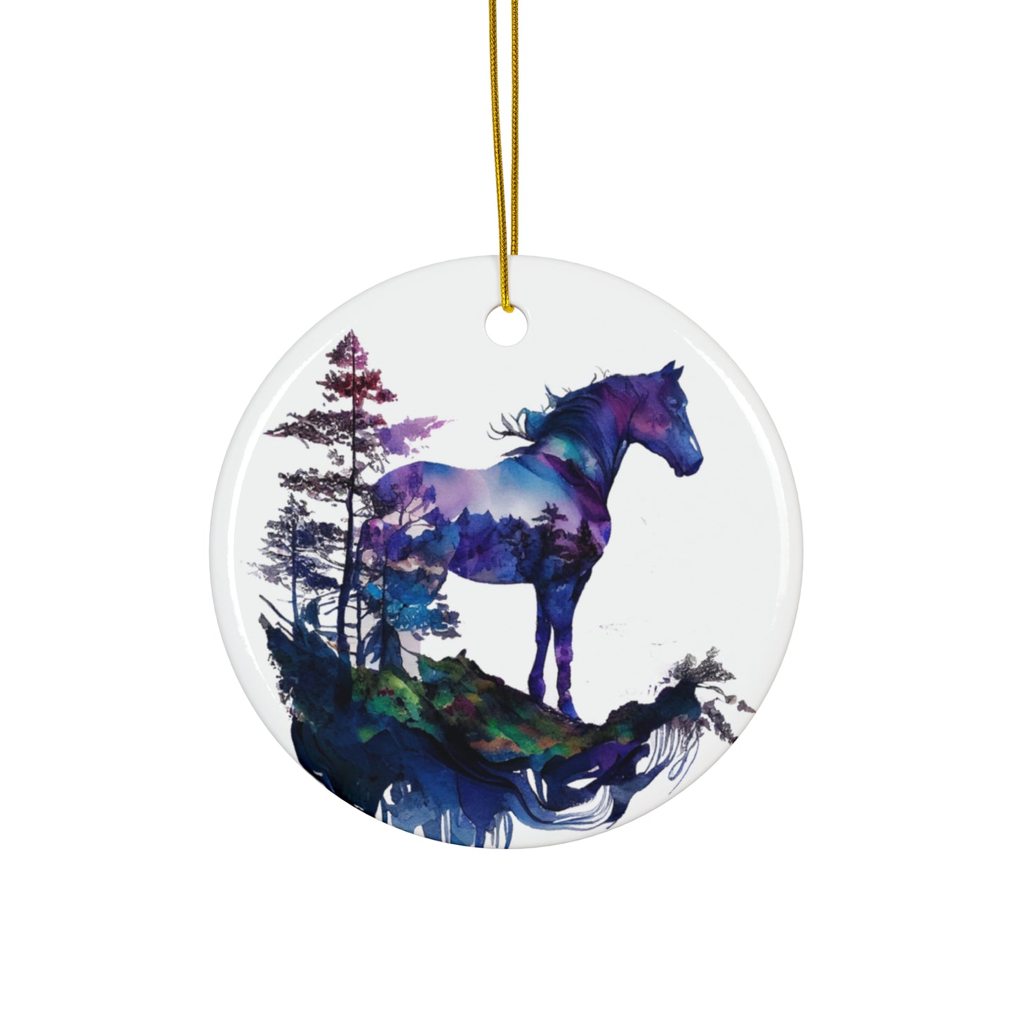 Indigo Mountain Horse Ceramic Ornament