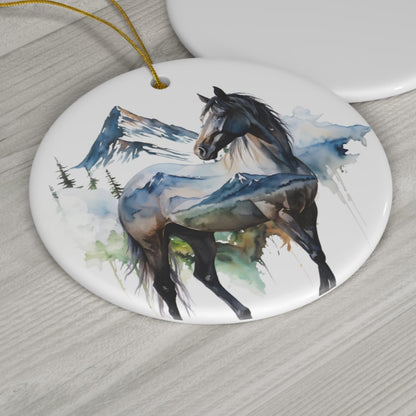 Mountain Horse Ceramic Ornament