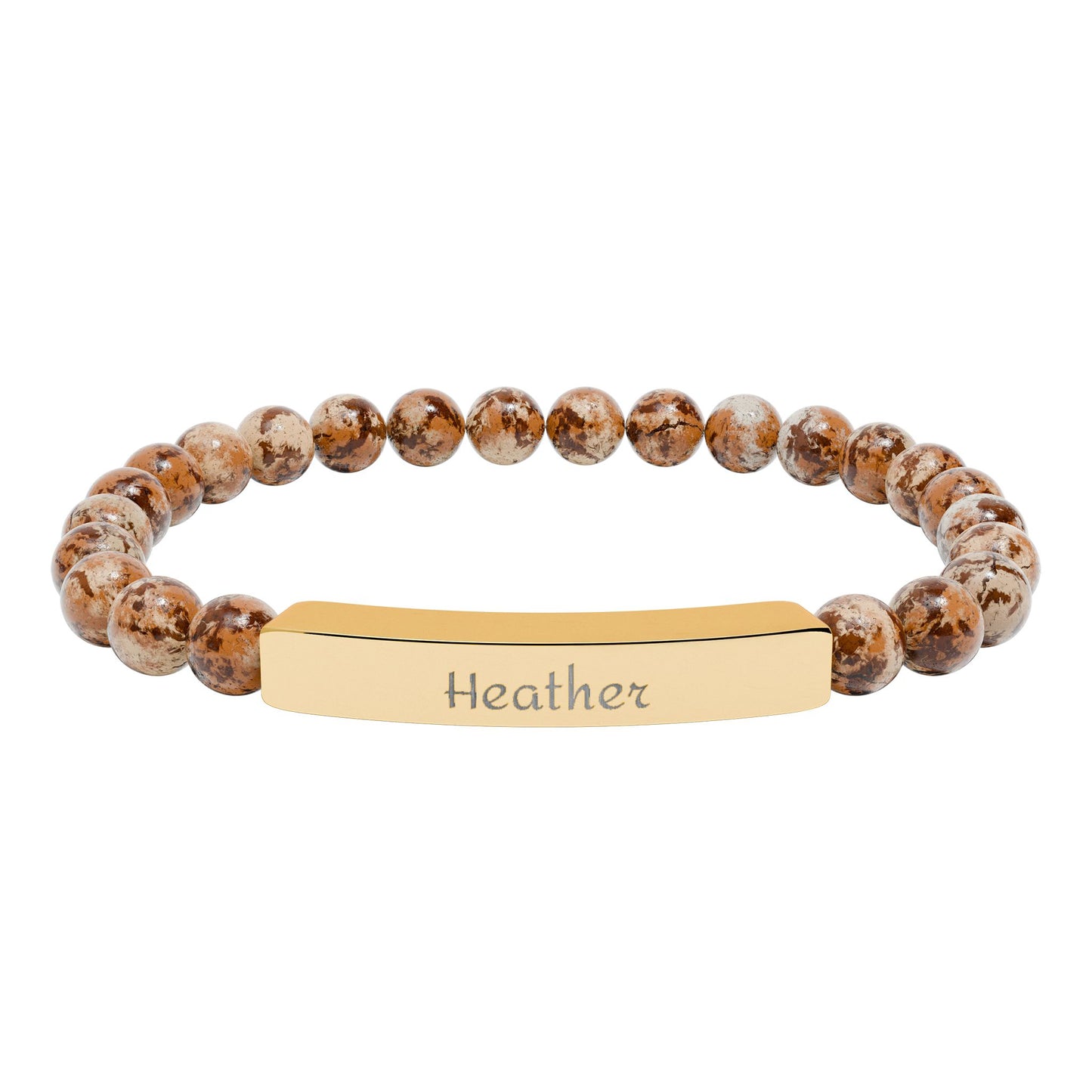 Engravable Natural Stone Stretch Bar Bracelet — Personalized Beaded Bracelet