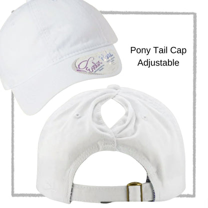 Embroidered Pony Tail Cap with Fashion Undervisor Dark