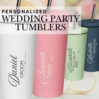 Wedding Party Insulated Tumbler With Straw