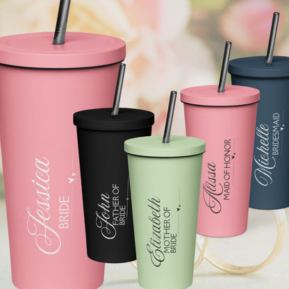 Wedding Party Insulated Tumbler With Straw