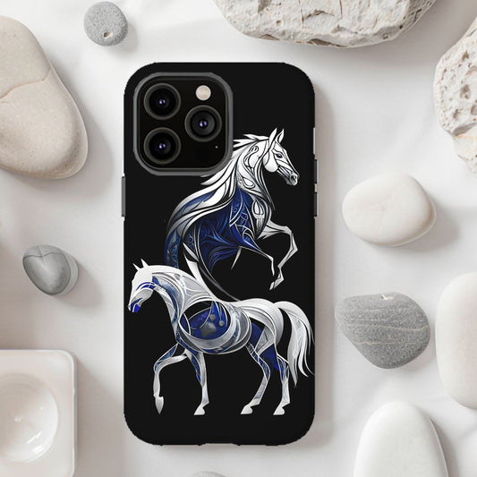 Geometric Blues Ponies Tough Case for iPhone®