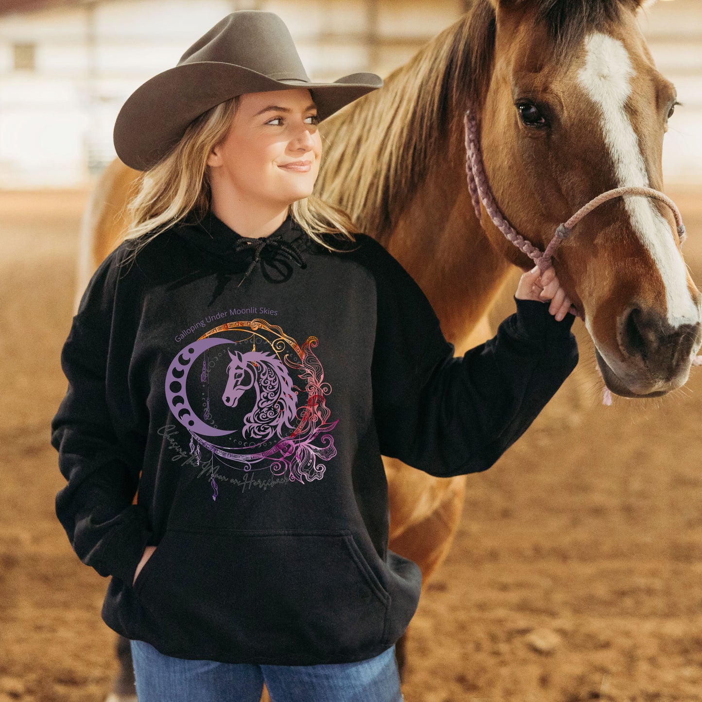 Chasing the Moon on Horseback Unisex Hoodie