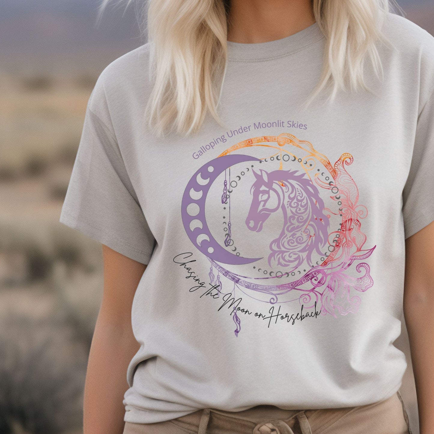 Chasing the Moon on Horseback Unisex t-shirt