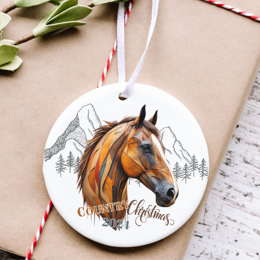 Country Christmas 2024 Ceramic Ornament