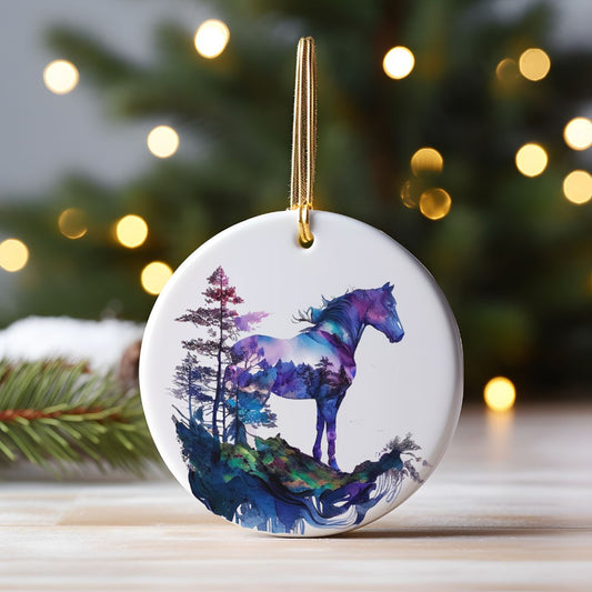 Indigo Mountain Horse Ceramic Ornament