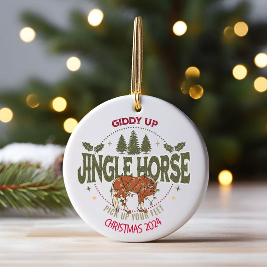 Giddy Up Jingle Horse 2024 Ceramic Ornament