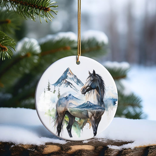 Mountain Horse Ceramic Ornament