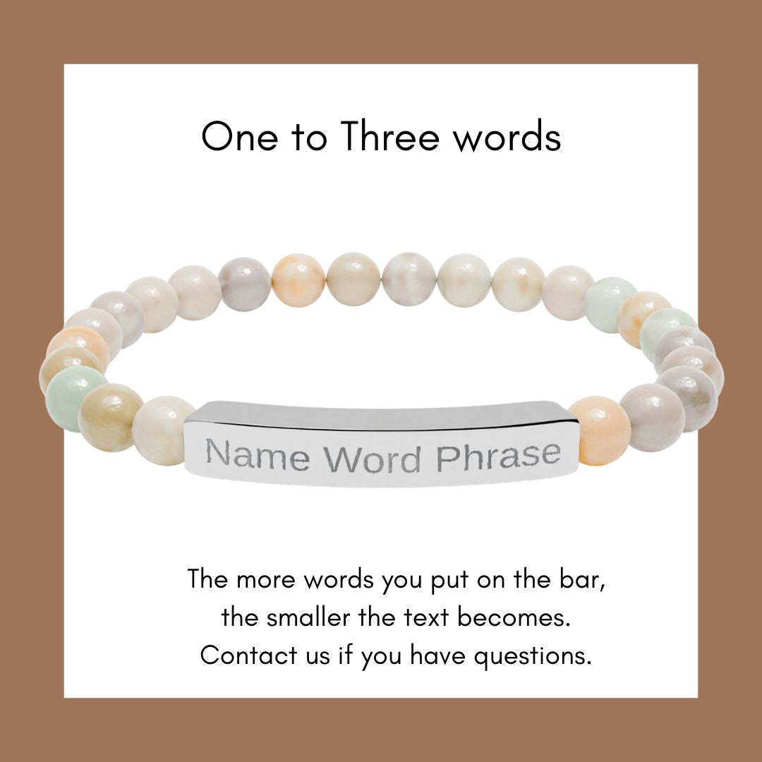 Engravable Natural Stone Stretch Bar Bracelet — Personalized Beaded Bracelet