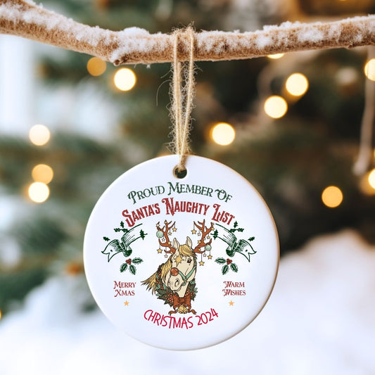 Santa's Naughty List Ceramic Ornament