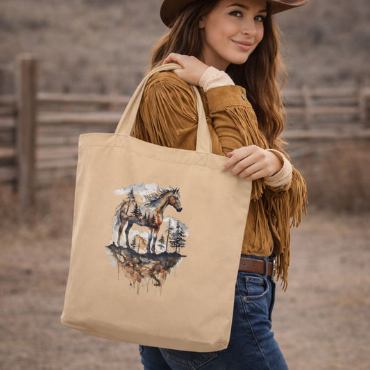 Rustic Mountain Horse Eco Tote Bag