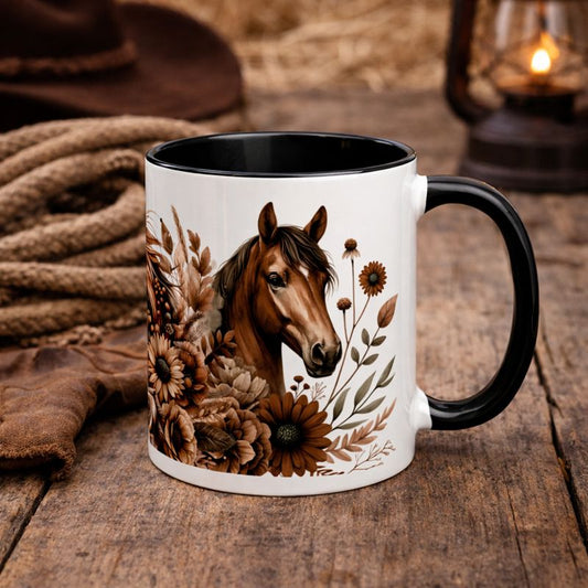 Saddle Up and Bloom Mug with Color Inside