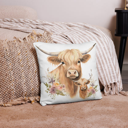 Highland Cow and Calf Pillow Case