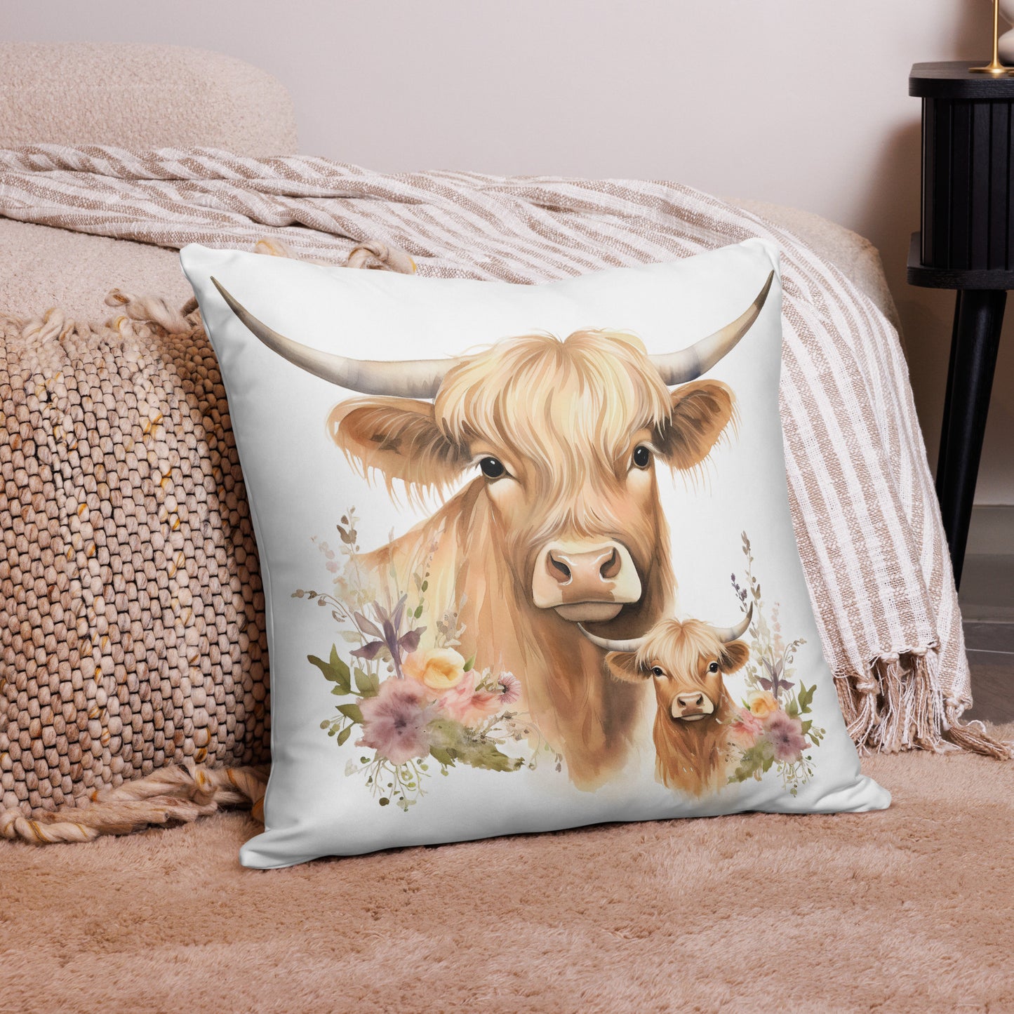 Highland Cow and Calf Pillow Case