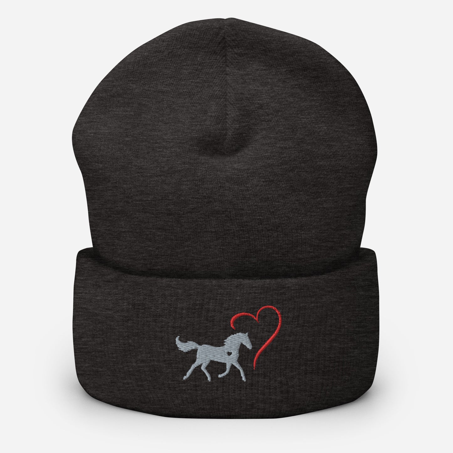 Horse Heart Embroidered Cuffed Beanie