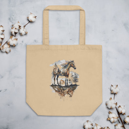 Rustic Mountain Horse Eco Tote Bag
