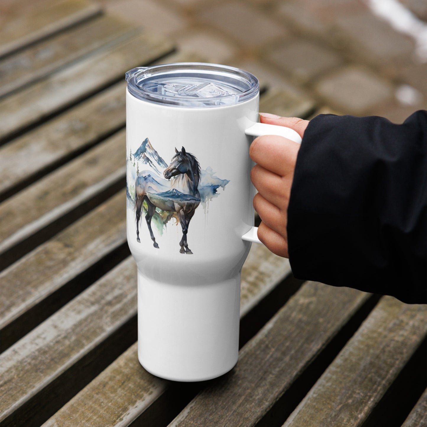 Mountain Horse Travel mug with a handle