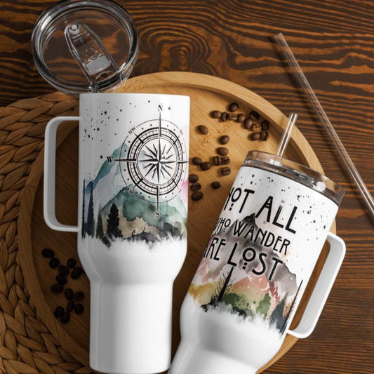 Not All Who Wander Travel Mug With Handle