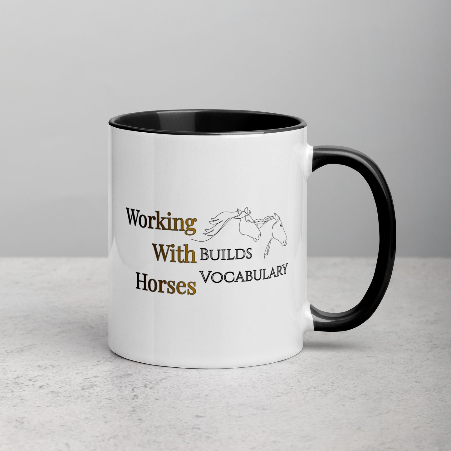 Working With Horses Builds Vocabulary Mug with Color Inside