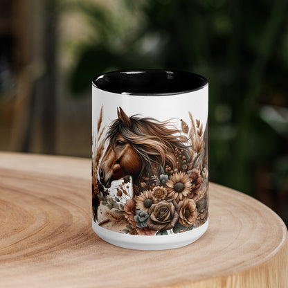 Saddle Up and Bloom Mug with Color Inside