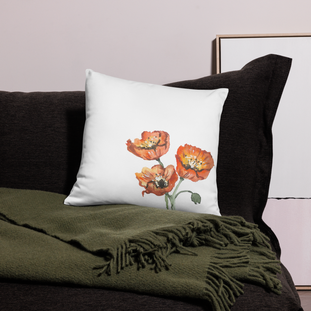 Horses and Poppies Pillow Case