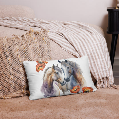 Horses and Poppies Pillow Case